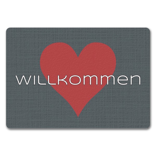 FußMatte In 35X50 Cm Ohne Rand In Dunkelgrau Mit Spruch Und Symbol Willkommen-image