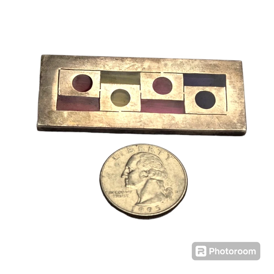 Broche de broche de vidro retangular personalizado vintage prata esterlina estúdio arte vidro  - Imagem 4 de 4