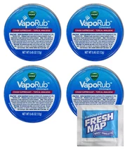 Vicks VapoRub Ointment Tin 12g (4 pack) Topical Cough Suppressant w/Towelette