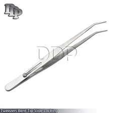 Tweezers Bent Tip Slide Locking Button Curved Smooth Tips Hobby Craft