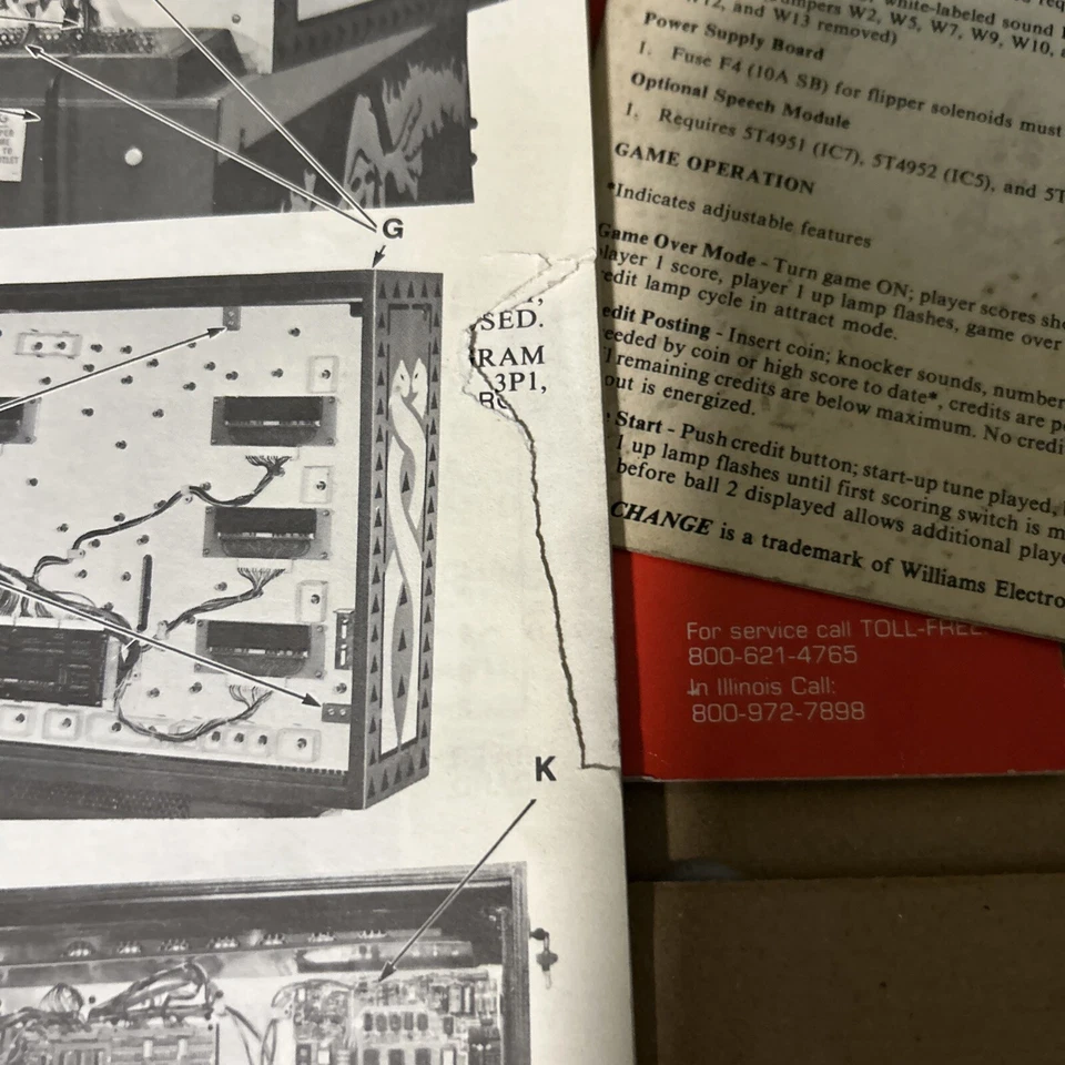Original Factory Black Out Set Williams Pinball juego arcade manual del propietario Foto 3 de 4