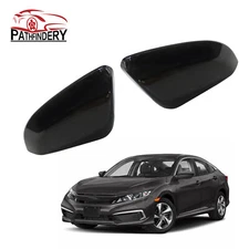 Gloss Black SIDE VIEW MIRROR REPLACEMENT COVER CAP FOR 2016~2021 HONDA CIVIC