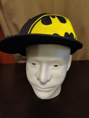 Batman Hat TM & DC Comics Embroidered Fitted Cap Yellow & Black Size L/XL