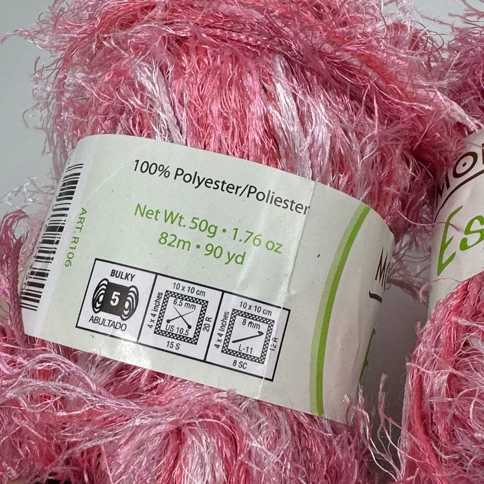 MODA DEA Espree Eyelash Yarn Pinks 2251 Lot 2 Bulky Knit Crochet Scarf Trim DIY - Image 4 of 4