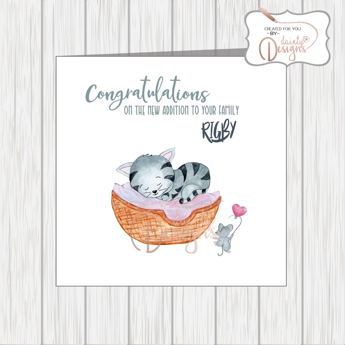 Personalised Card Congratulations On Your New Pet Cat Kitten