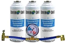 Envirosafe R 134a Replacement Refrigerant - 3 Pack w/ R134a Gauge- Recharge Kit