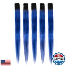 Winsky Blue Ombre Clip in Colored Hair Extensions 100 Real Human Hair - Hair