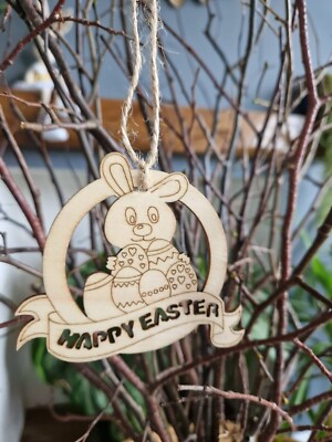10 Stck. Holz Ostern Hase Holz Ei Ausgeschnitten Baum Ornamente Dekoration Färbung