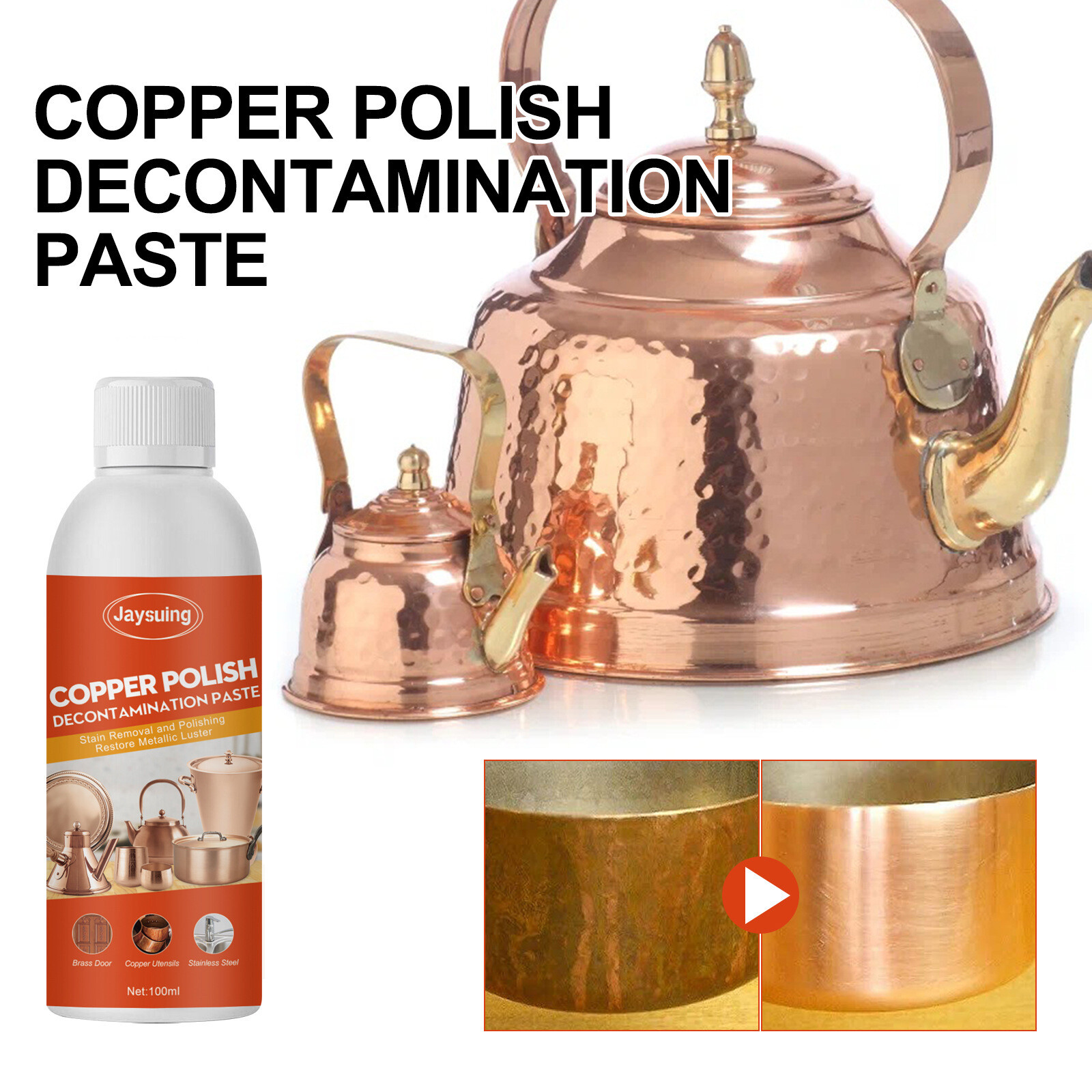 Copper and Brass Polish Cleaner Stains and Oxidation and Cleans Brick