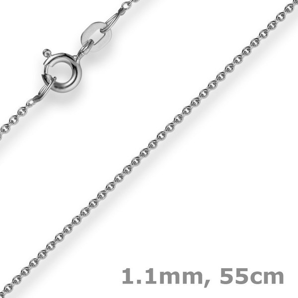 1,1Mm Rund-Ankerkette 585 Gold WeißGold Kette Collier Halskette, 55Cm, Goldkette-image