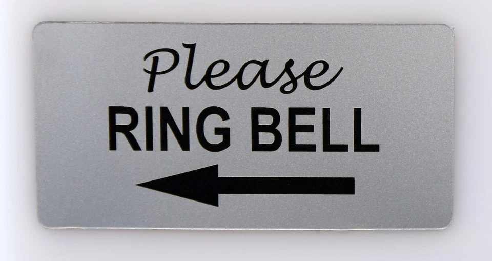 PLEASE RING BELL SIGN DOOR LASER ENGRAVED SIGN 95MM X 45MM RECTANGULAR ROUND CR - Image 2 of 4