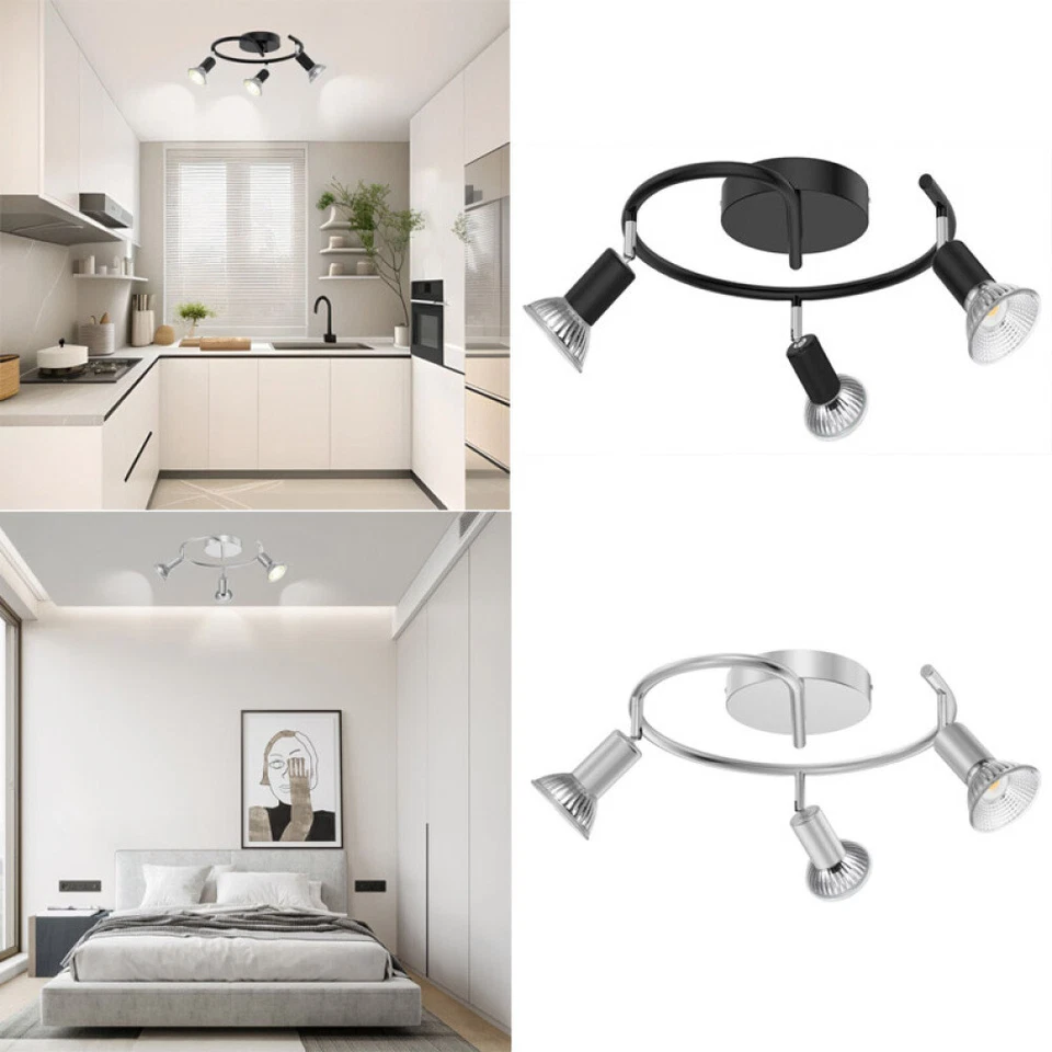 Kit de iluminación de pista de 3 luces GU10, accesorios de luz de techo de montaje empotrado Foto 2 de 4