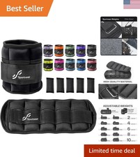 Adjustable Ankle Weights Set - 1 Pair 2-10 lbs Removable Sandbags for Women &...