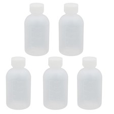 5pcs 2oz HDPE Plastic White Refillable Narrow Mouth Storage Bottle Jar