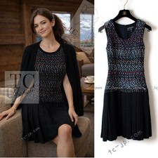 CHANEL 17PS Black Navy Multi Cotton Tweed Dress Princess Karl Lagerfeld 34 US2