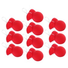 10 Pcs Red Rubber Clown Nose Elastic Band Clown Costume Accessories Party Props