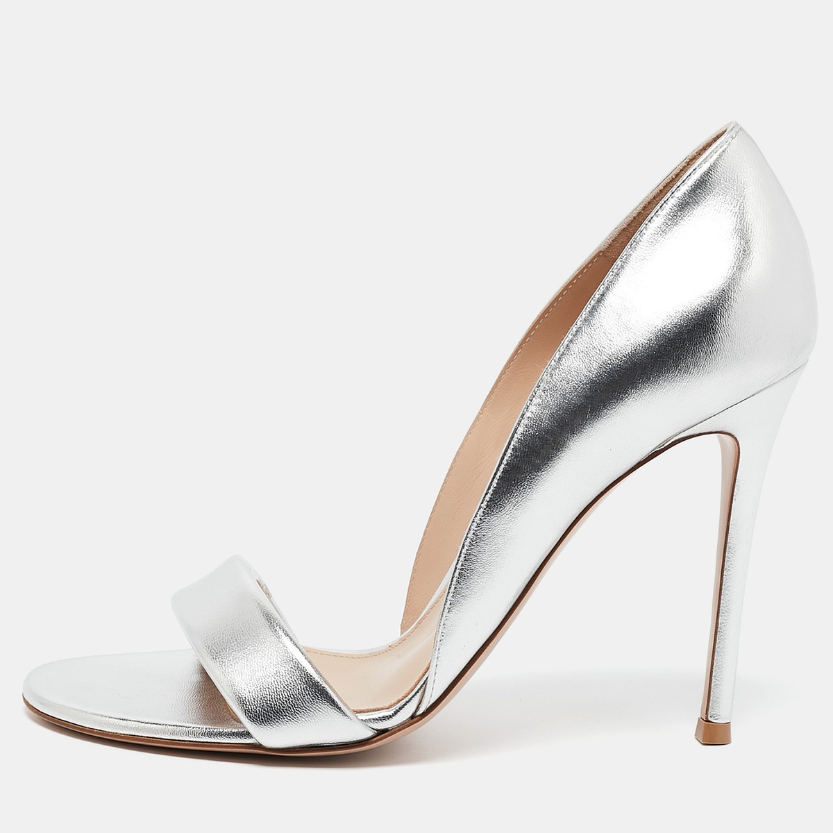 シューズ・サンダルその他 GIANVITO ROSSI Woman High heel shoes Silver Gianvito Rossi Silver Leather Baiser Sandals Size 39.5 | eBay
