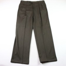 Brooks Brothers 1818 Pants Mens 35X32 Brown Madison Wool Pleated Cuffed Dress
