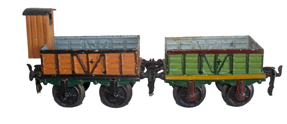 Early Version of 1900's Märklin hand painted Lot of 2 1-gauge Freight Gondolas - Image 3 of 4