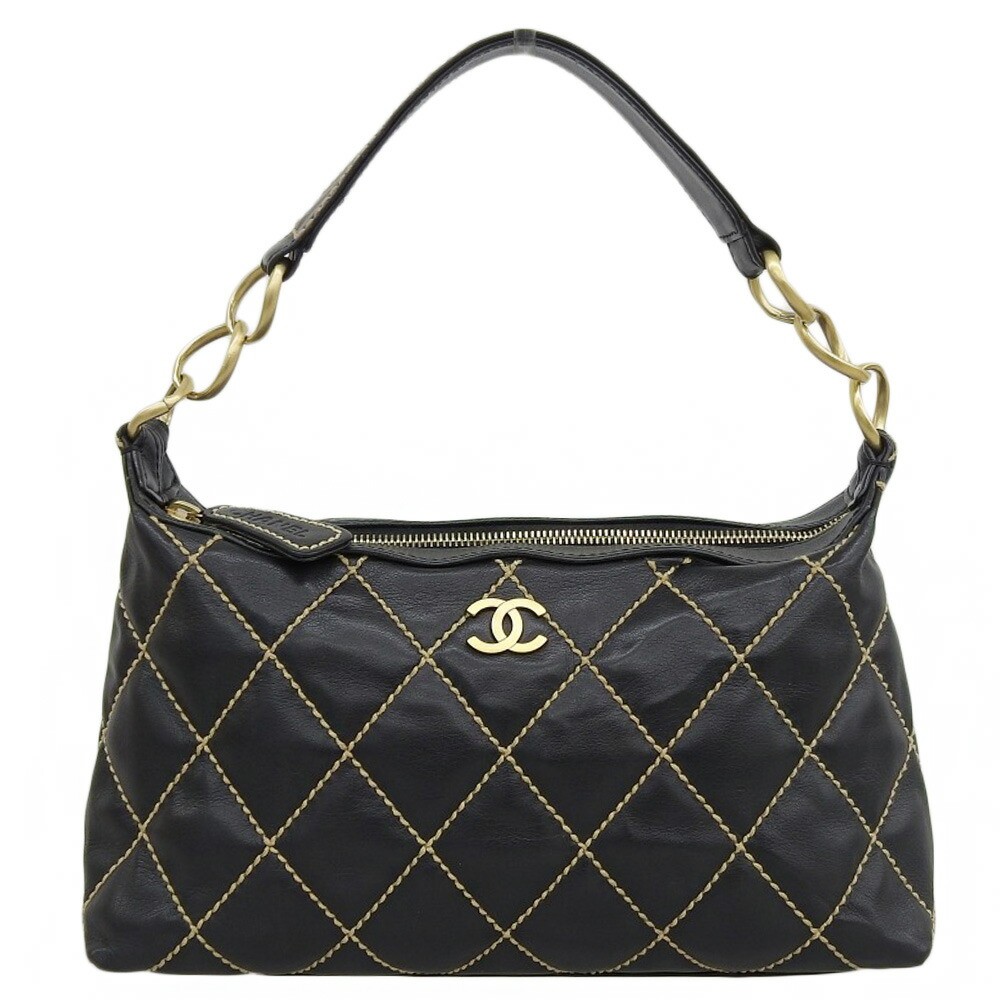 Chanel Wild Stitch Black Leather One Shoulder Bag No 7 r8_0805