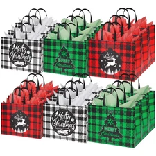 18 Pcs Extra Large Christmas Gift Bags with Tissue Paper, 12.5''x16.3''x7.2''...