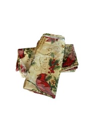 Set of 2 Handmade Christmas Poinsettia Cardinal Fabric Napkins 17x17 Vintage EUC