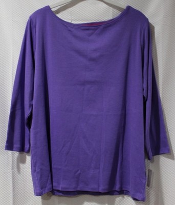 The Talbots Tee Womens 1X Purple Long Sleeve Pima Cotton Top Brand NEW