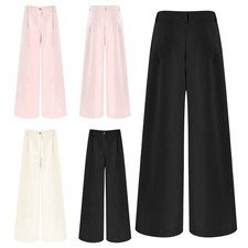 Women Wide Leg Pants For Beach Travel Long Pants Fashion Trousers With Pockets
