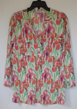 Carolyn Taylor Womens Floral Long Sleeve Pullover Flowy Blouse XL