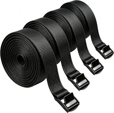 4 Pack Cargo Lashing Straps with Buckles 1 Inch Wide 5 Feet Long Black