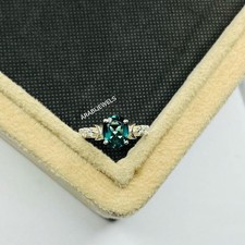 Oval Cut Teal Sapphire Ring 925 Sterling Silver Gift For Her Engagement Ring.