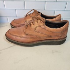 VTG Dexter Mens 8.5 WW Tan Leather Moc Toe Wedge Sole Oxford Shoes USA Made