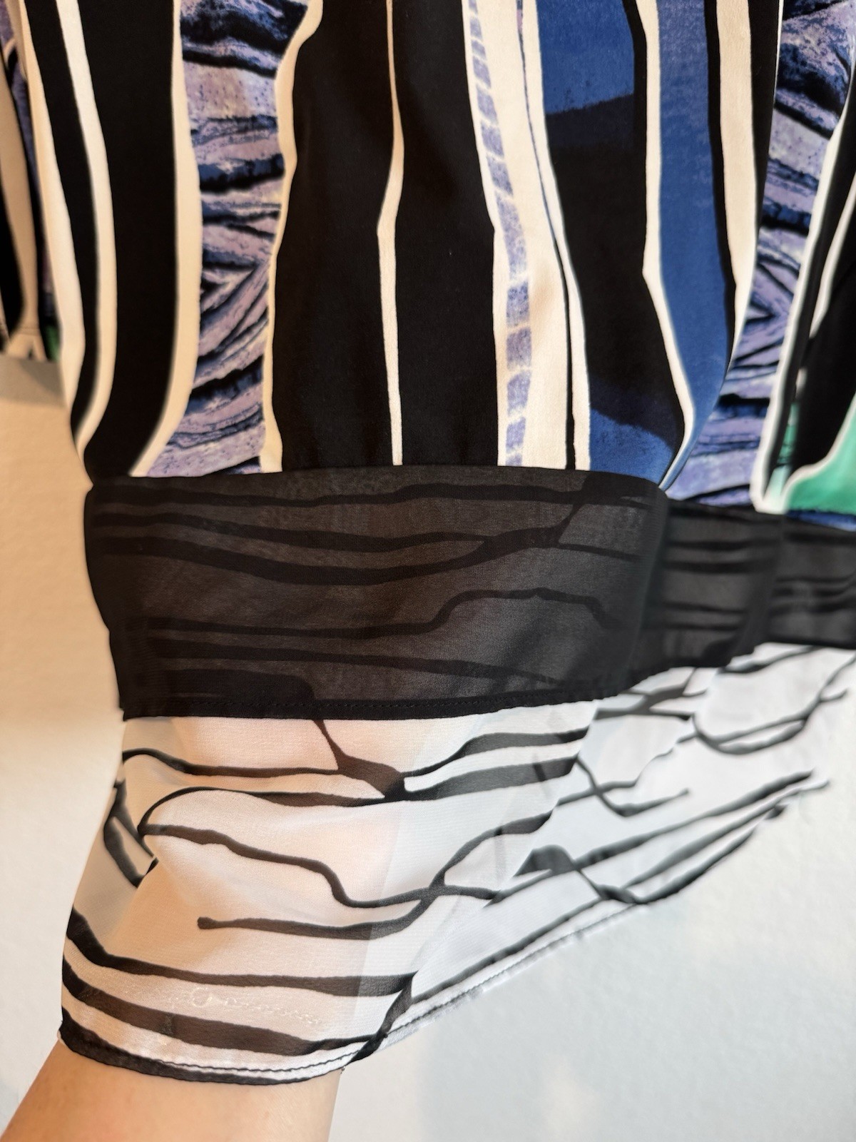 Style & Co Women's Abstract Tunic Top Blouse Blue Green Black 3/4 Sleeve Size XL