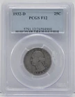 1932-D Washington Quarter, 25c - Graded PCGS F12