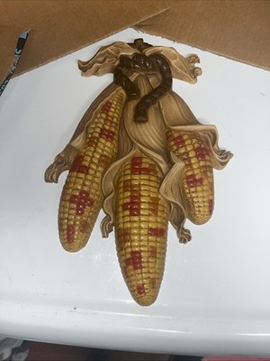 Vintage Mid Century Harvest Corn Burwood 3D Wall Plaque  Decor Fall  12''