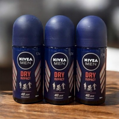 Nivea roll on deodorant men Dry Impact 48H { 3 Bottles } 50 ML Each ￼