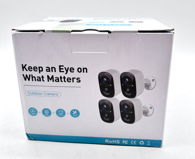 Outdoor Security Cameras GMK 2K Resolution With Two Way Audio - White (4 Pack)