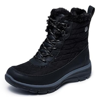 Skechers Womens Easy Going Frostline Winter Boots US 8.5 Black Waterproof NWT