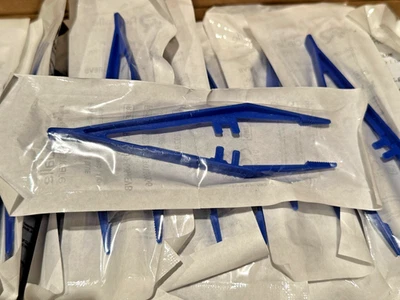 ROCIALLE Sterile Plastic Forceps Tweezers Wrapped Sealed Medical 13cm - 1 - 100 VAT Blue