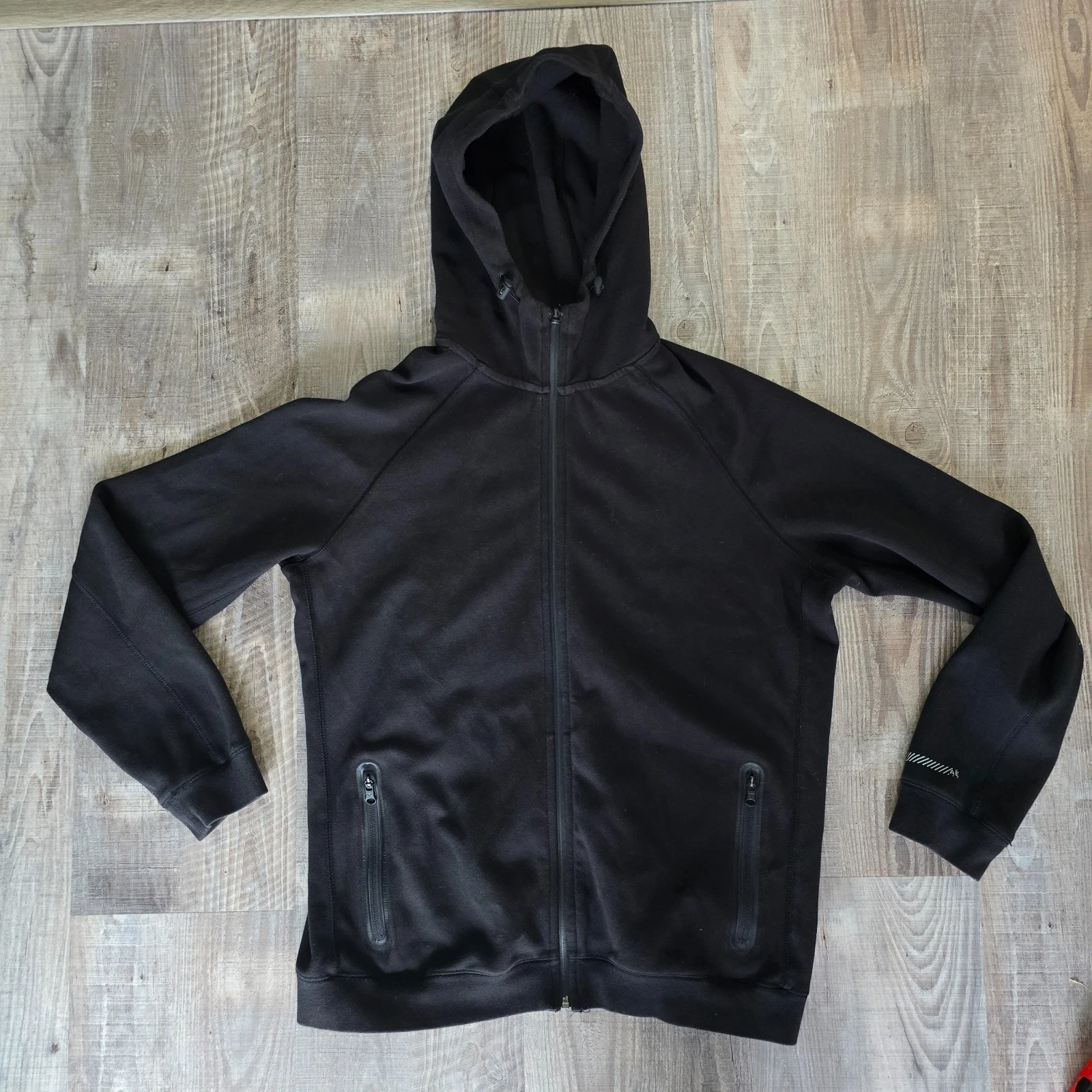 American Eagle Mens L Active Flex Zip-Up Hoodie Jacket Black Pockets