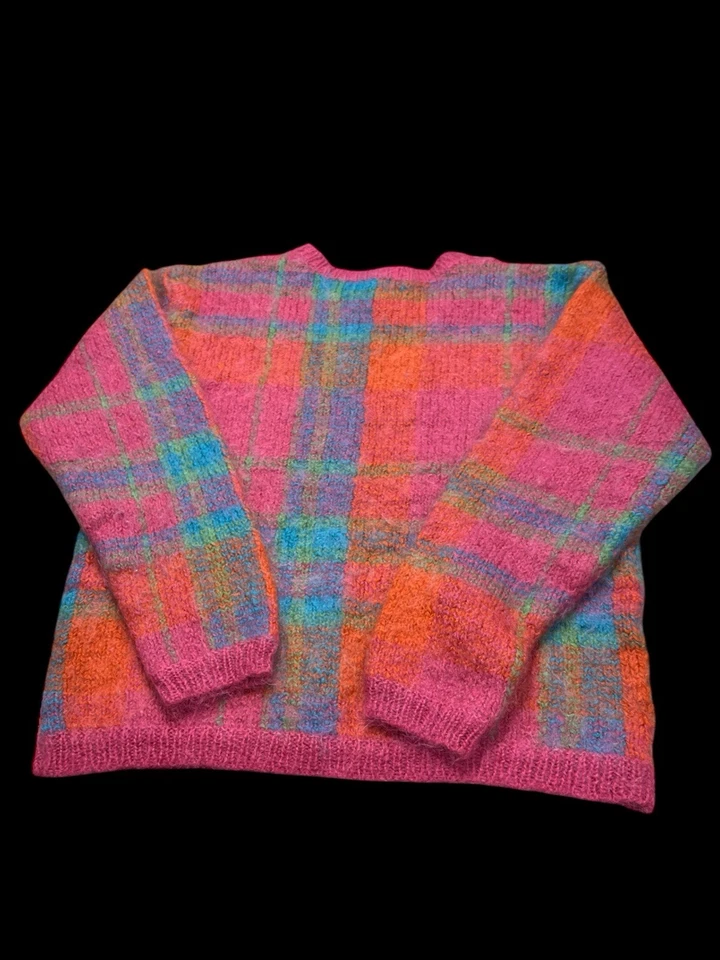 Suéter Gallagher Mujer Talla M-A Cuadros-Rosa/Naranja/Azul Mohair/Lana/Acrílico Bl-209 Foto 4 de 4