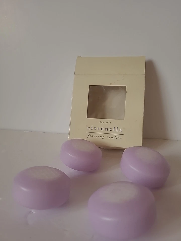 Pier I Imports Box Of 4 Floating Citronella Candles Purple - Image 2 of 4