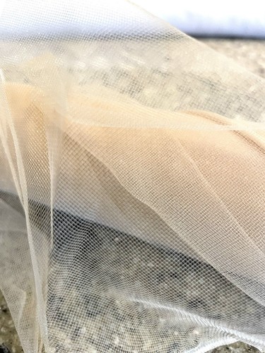 Beige / Tan Soft Bridal Lace Net Tule 300cm W Fabric Per 50cm Nylon - Picture 2 of 4