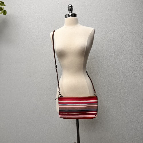 Elliott Lucca Vinyl Crossbody Handbag Pastel Striped Purse - Picture 9 of 10