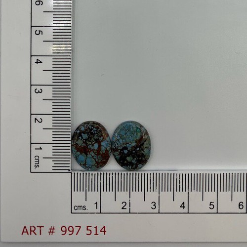 7.8ct Pair Of Natural Turquoise Oval Cabochon From Kazakhstan - Picture 4 of 4