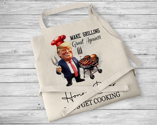 Donald Trump Make Grillin Great Again Any Text Linen Apron Kitchen Cooking Apron - Picture 2 of 5