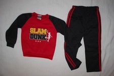 Boys Outfit SWEATSHIRT SWEAT PANTS Red Black SLAM DUNK Basketball SIZE 4