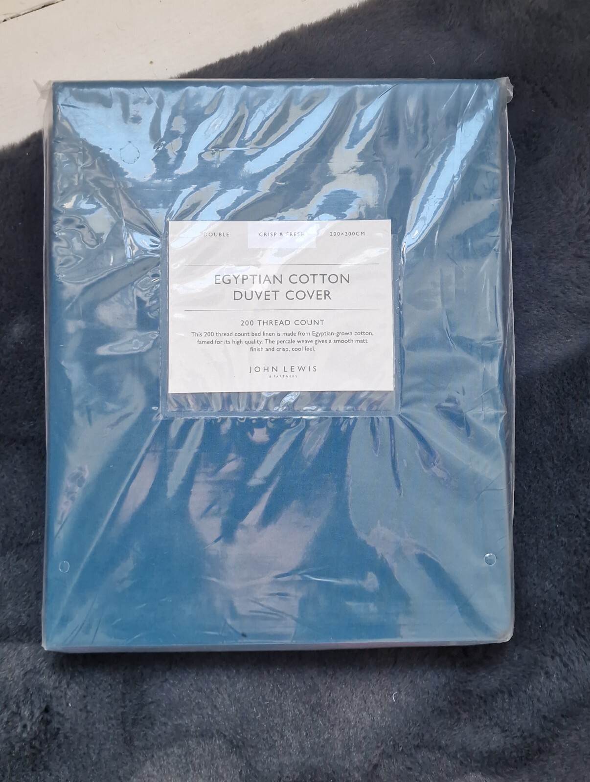 John Lewis Egyptian Cotton Double Duvet Cover Teal 200 TC .COVER ONLY