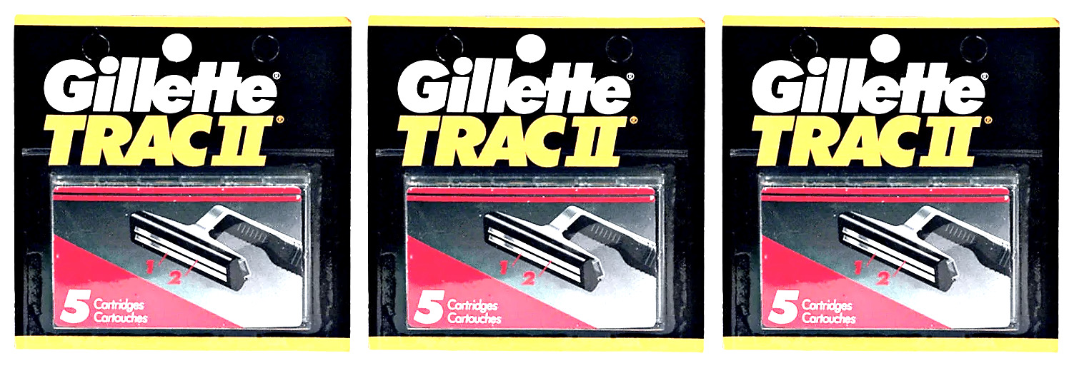 Gillette Trac II Razor Blade Refills, 15 Cartridges (Bulk Packaging)