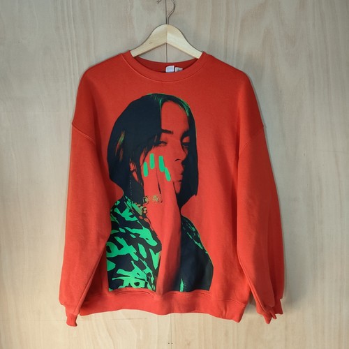 Billie Eilish Pullover Gr. Large rot Grafikdruck H&M Musik Langarm